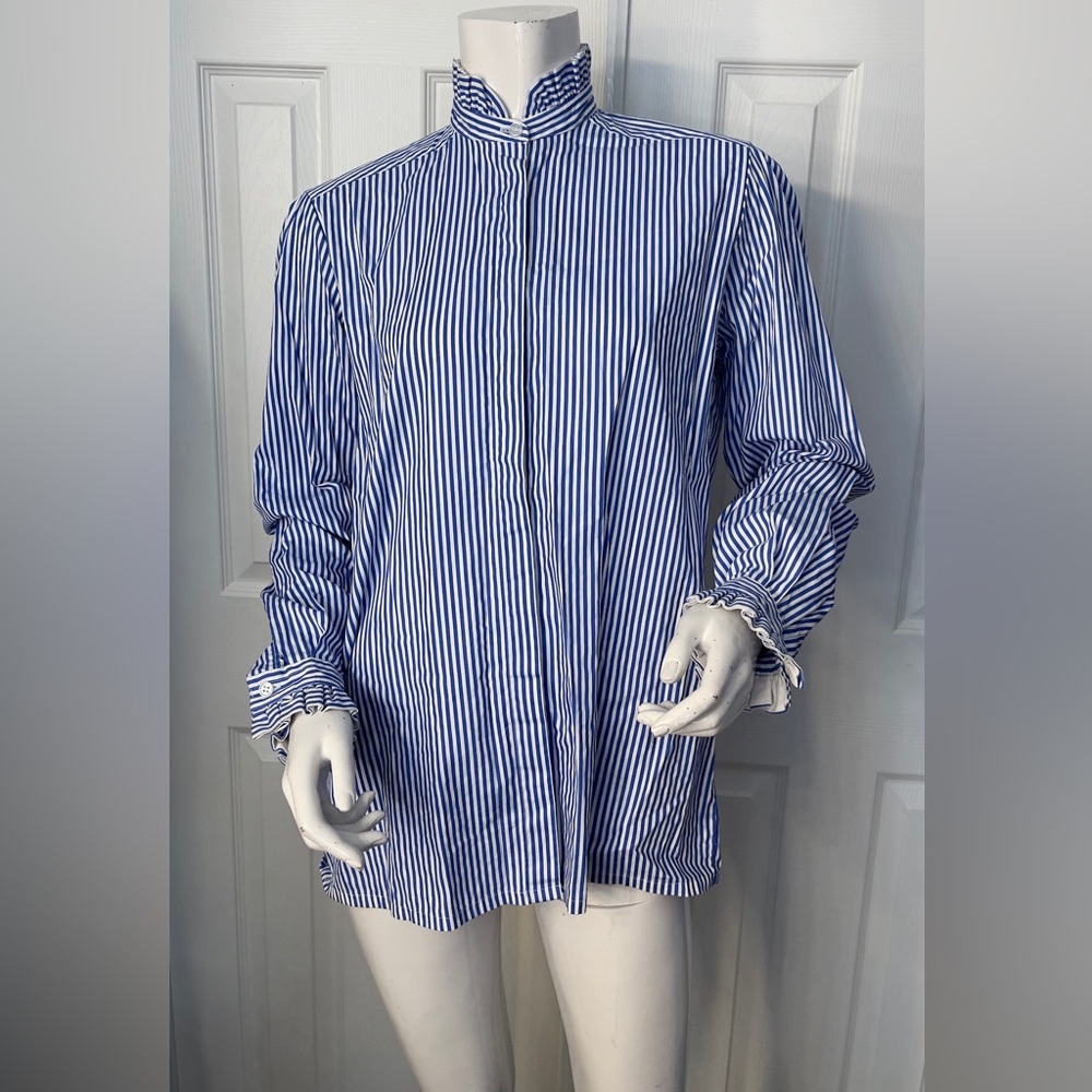 Chic Blue Striped Women's Blouse